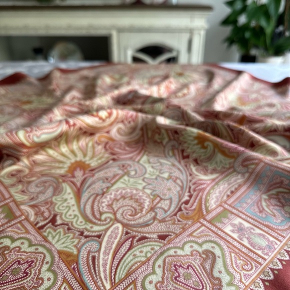Etro Silk Scarf Large Size Silk Paisley Pattern All Over Brown Ygt Ladies - Picture 6 of 6